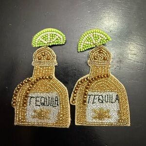 Beaded Tequila Bottle Earrings with Lime